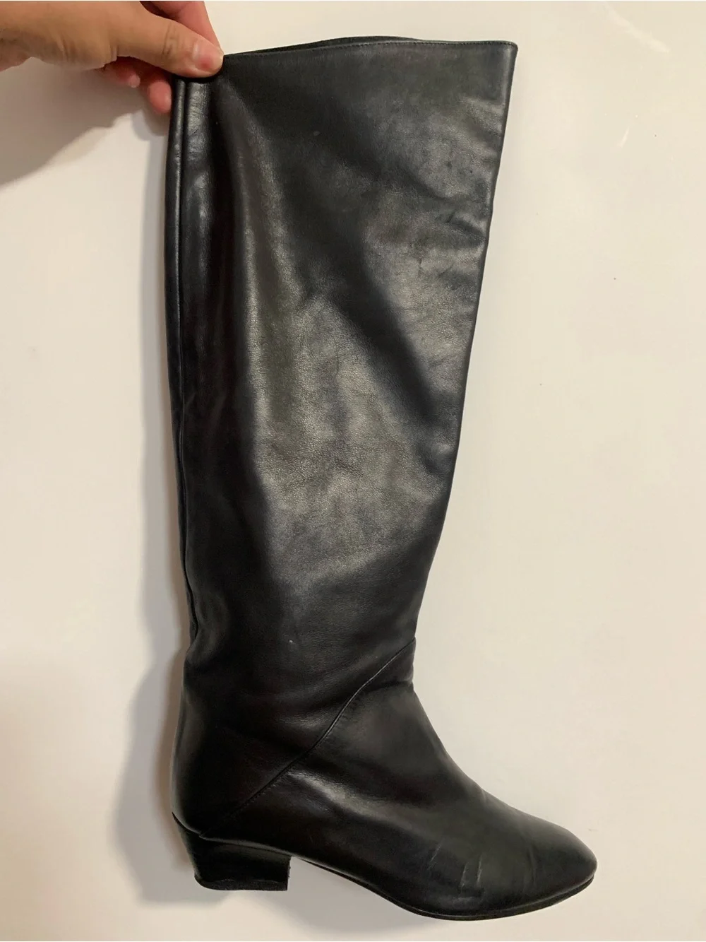 Made in Italy! Size 7 1/2 Classic Black Leather Knee-High Women's Boots
